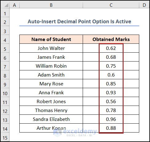Excel Changing Numbers to Decimals When Auto-Insert Decimal Point Option Is Active