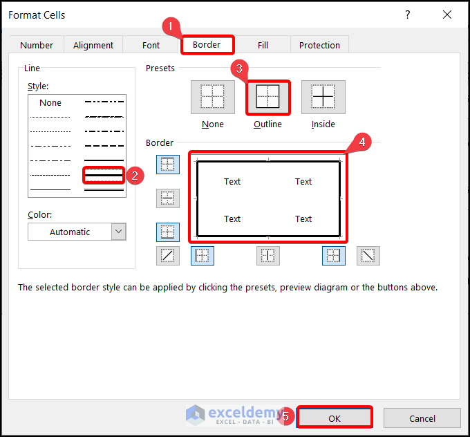 Applying Thick Box Border Using Format Cells