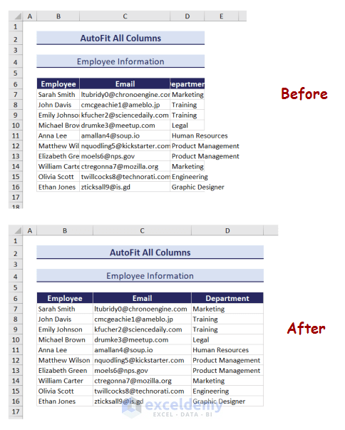 how to autofit all columns in excel