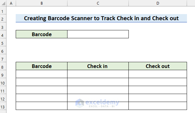 Insert Command Button in Excel for Barcode Scanner to Track Chcek in and Check Out
