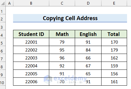 How to Copy Cell Address in Excel