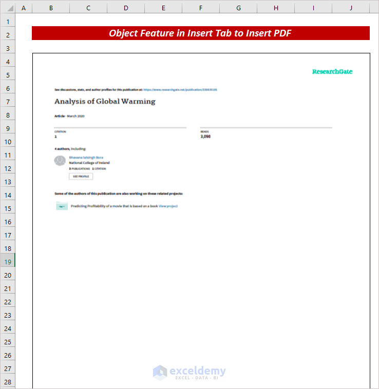 Inserb Image How to Insert PDF as Image in Excel (2 Simple Ways)