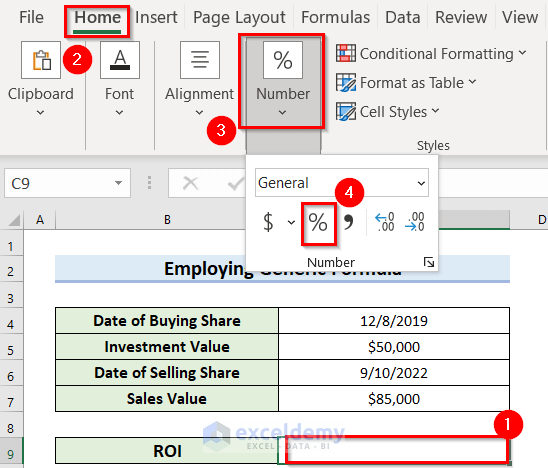 Use of Generic Formula to Calculate ROI Percentage in Excel
