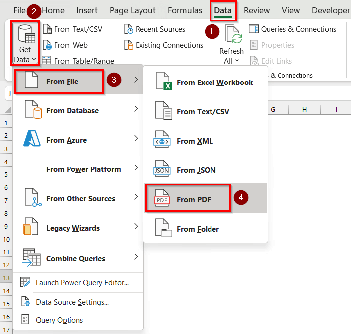 Apply Get Data Feature to Copy from PDF to Excel & Keep Columns