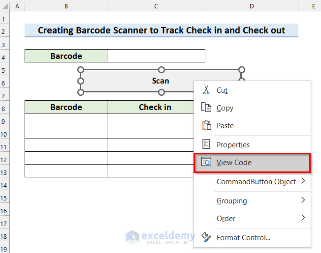 Write VBA Code for Barcode Scanner to Track Check in and Check out