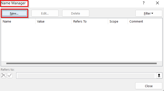 Opening Name Manager Box to to Find and Replace Multiple Words in Word from Excel List