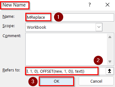 Opening New Name Box to Find and Replace Multiple Words in Word from Excel List