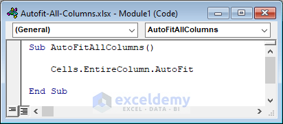 VBA code to autofit column