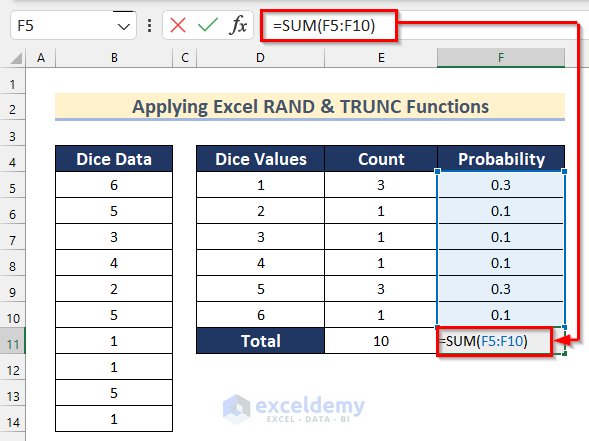 Using SUM Function to Model Uniform Probability Distribution in Excel