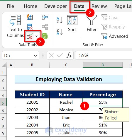 Using Data Tab When you Cannot Delete Comment in Excel