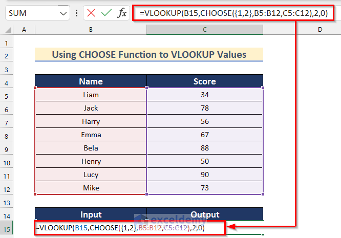 Use CHOOSE Function to Perform IF Condition to VLOOKUP Values in Excel
