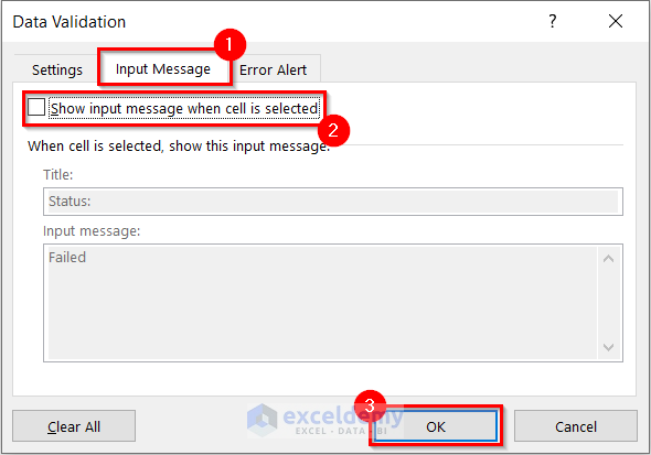 Data Validation Dialog Box When you Cannot Delete Comment in Excel