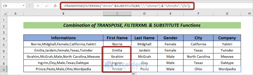 Excel Text to Columns Formula Automatically
