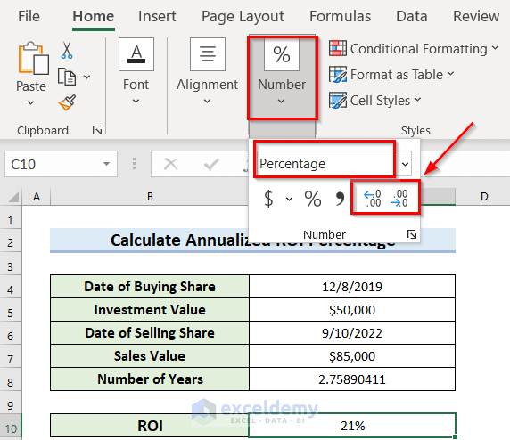Tips for Calculation of ROI Percentage in Excel