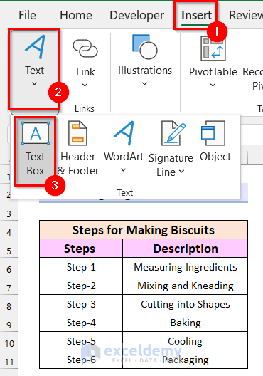 Align Excel Text Boxes in Horizontal Row
