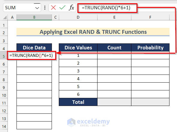 Apply Excel RAND & TRUNC Functions to Model Uniform Probability Distribution