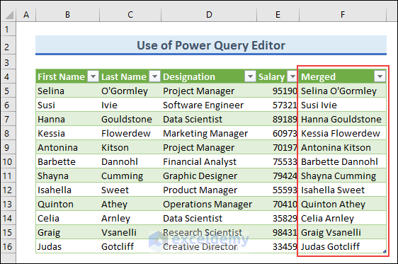 20-Concatenate names using the Power Query Editor