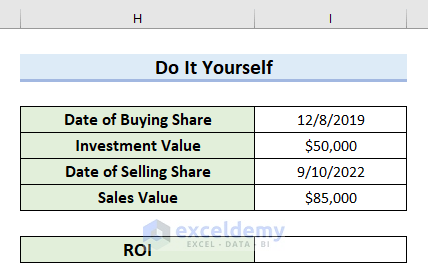 Practice Section for How To Calculate ROI Percentage in Excel