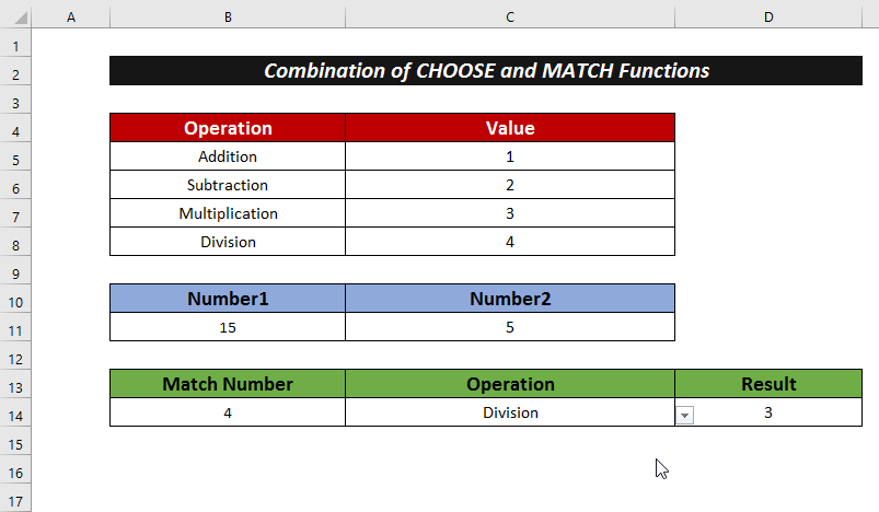 Merge CHOOSE and MATCH Functions to Create a Drop-Down List