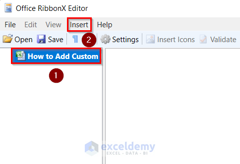 Insert XML in Office RibbonX Editor and Validate the Code to Add Custom Ribbon Using XML in Excel