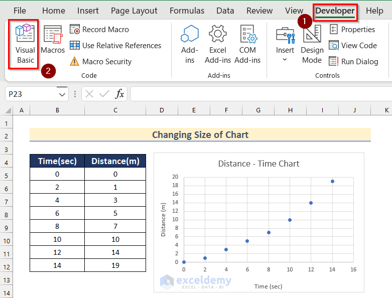 Making Square GridLines by Changing Size of Chart to Adjust Chart Gridlines Spacing in Excel