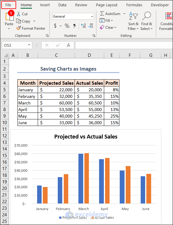 going to File tab in Excel