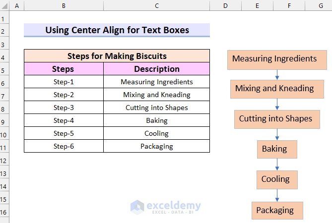 Color Justify Box How to Align Text Boxes in Excel - 3 Suitable Examples