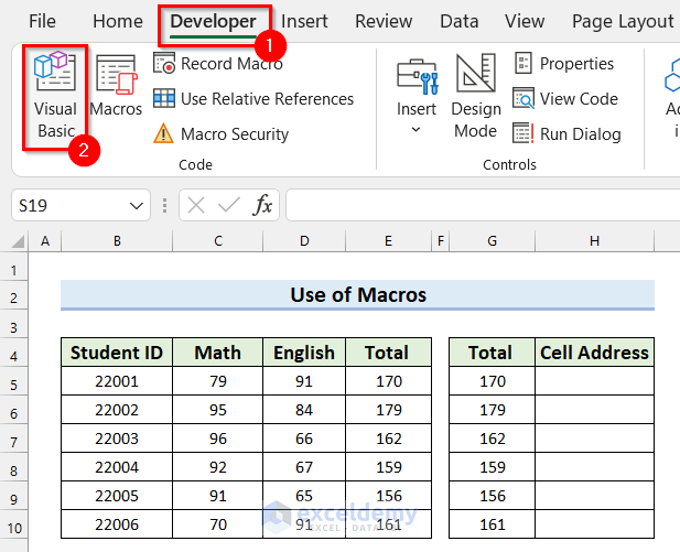 Use of Macros to Copy Cell Address in Excel
