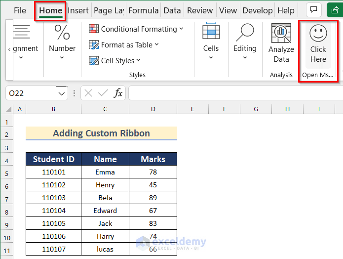 Excel Custom Ribbon XML