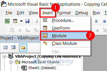 Opening Module to Copy Cell Address in Excel