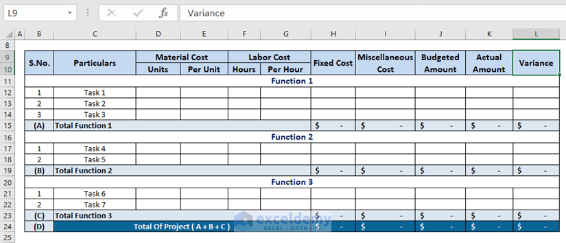 creating a header for cost calculation