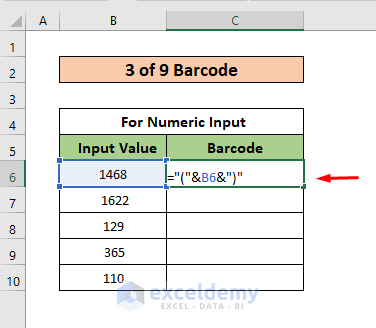 3 of 9 barcode for numeric