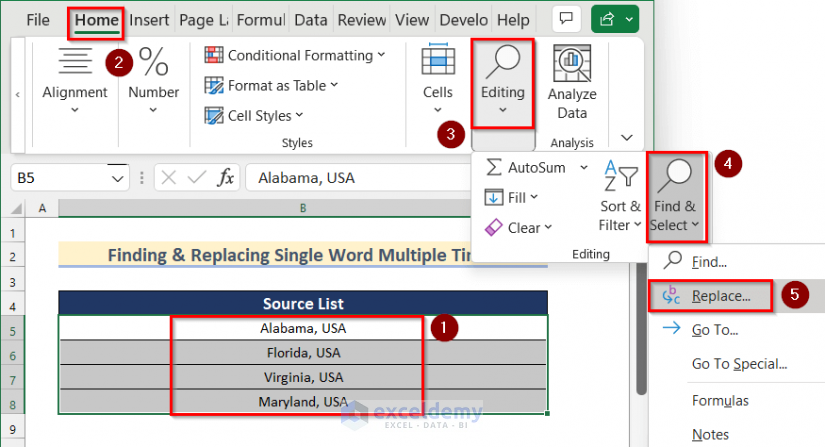 How to Find & Replace Single Word Multiple Times from Excel List