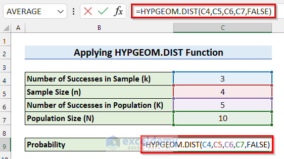 Get Hypergeometric Probability Distribution Using Excel HYPGEOM.DIST Function