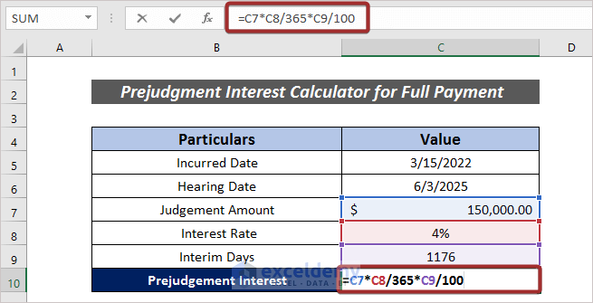  Prejudgment Interest Calculator Excel