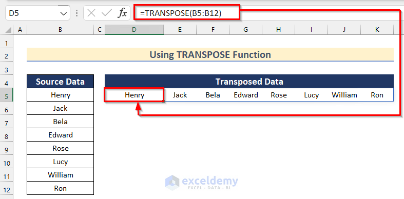 Introduction to Excel TRANSPOSE Function