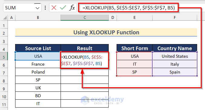 Find and Replace Multiple Words Using XLOOKUP Function from Excel List