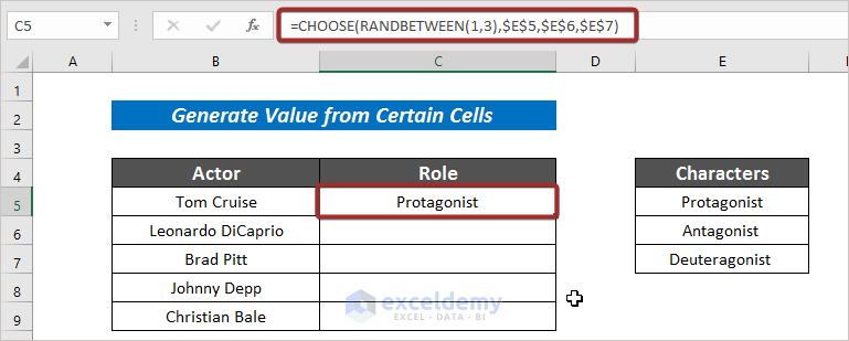 Generate Value from Certain Cells