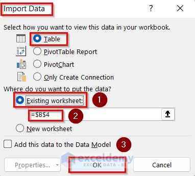 Opening Import Data Box to Copy from PDF to Excel and Keep Columns