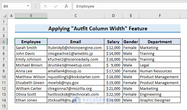 All columns in Excel autofitted