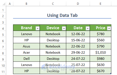 Formatted result of how to Convert XML to Excel Table