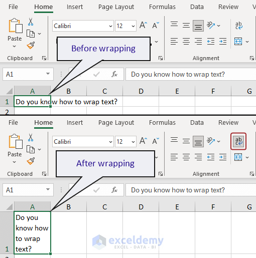 Wrap text in Excel