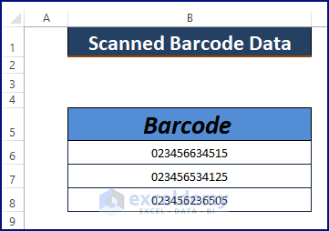 Barcode Data for Excel Barcode Scanner Macro