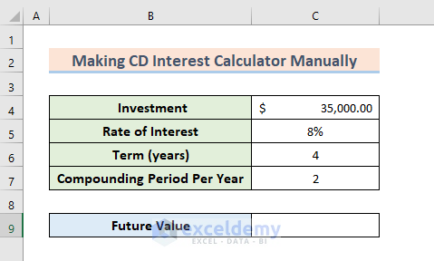 making CD Interest Calculator Manually