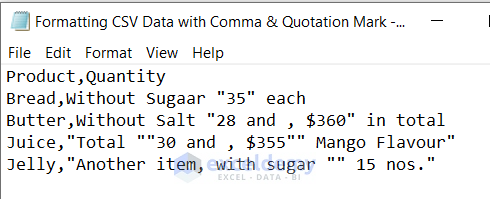Format CSV Data with Comma & Quotation Mark