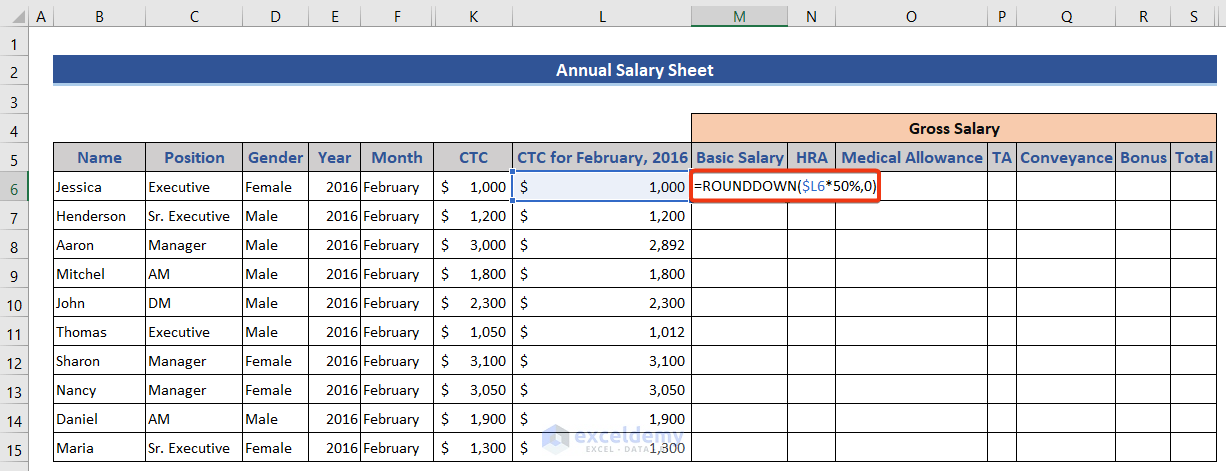 Find basic salary in calculating annual salary