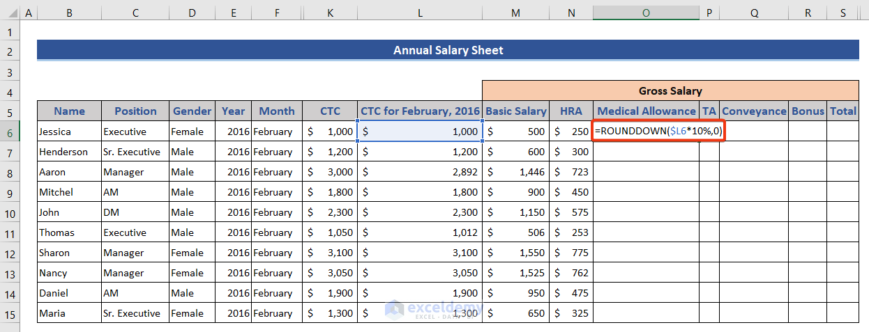 Add medical allowance in calculating annual salary