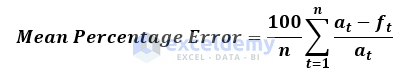 Formula to calculate mean percentage error