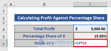 Calculate profit using percentage share