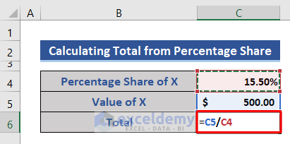 Get total from Percentage Share